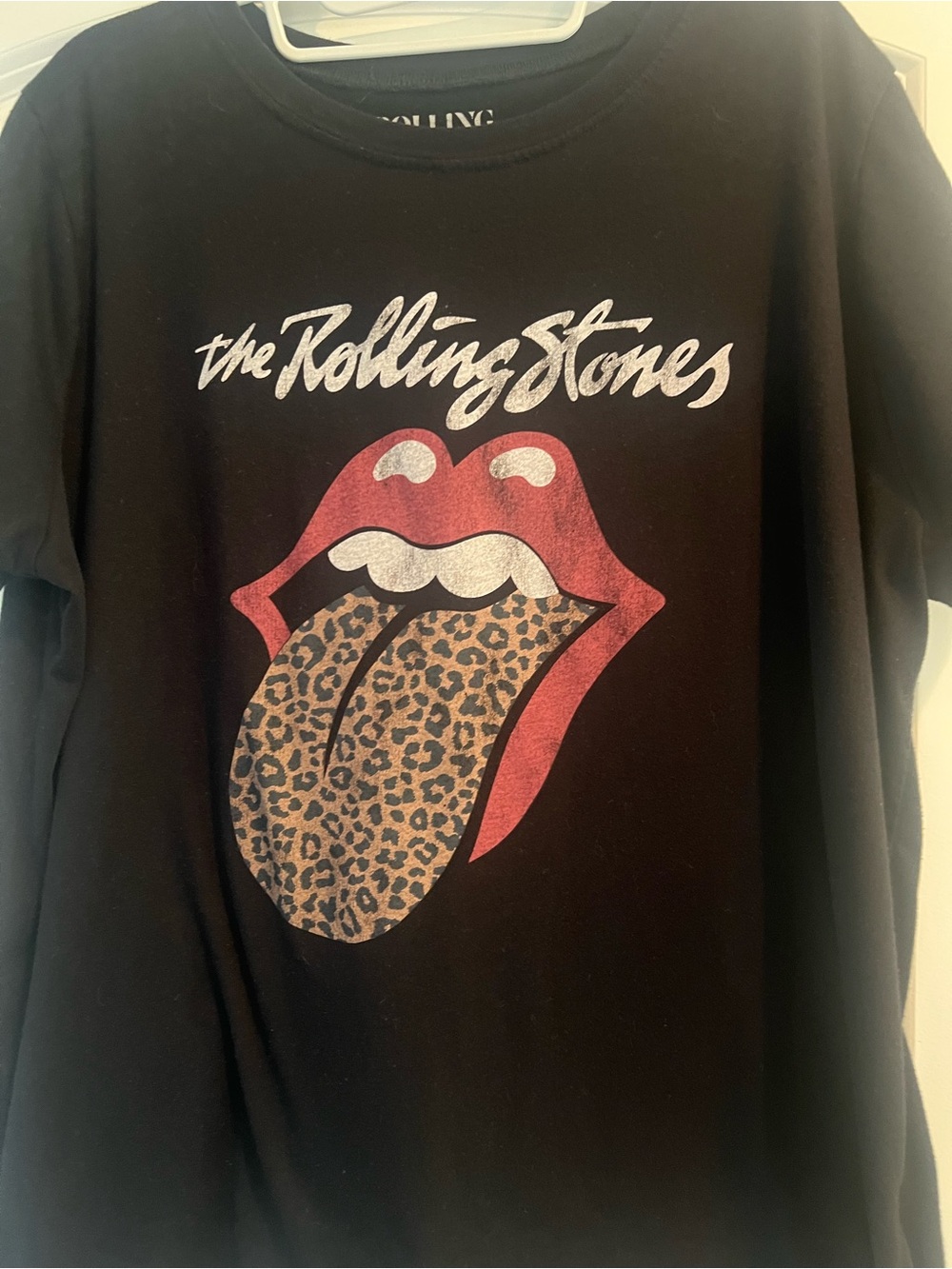 The Rolling Stones Women’s Black Graphic Tee with Red & Leopard Tongue XL